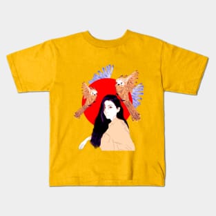 Girl with birds Kids T-Shirt